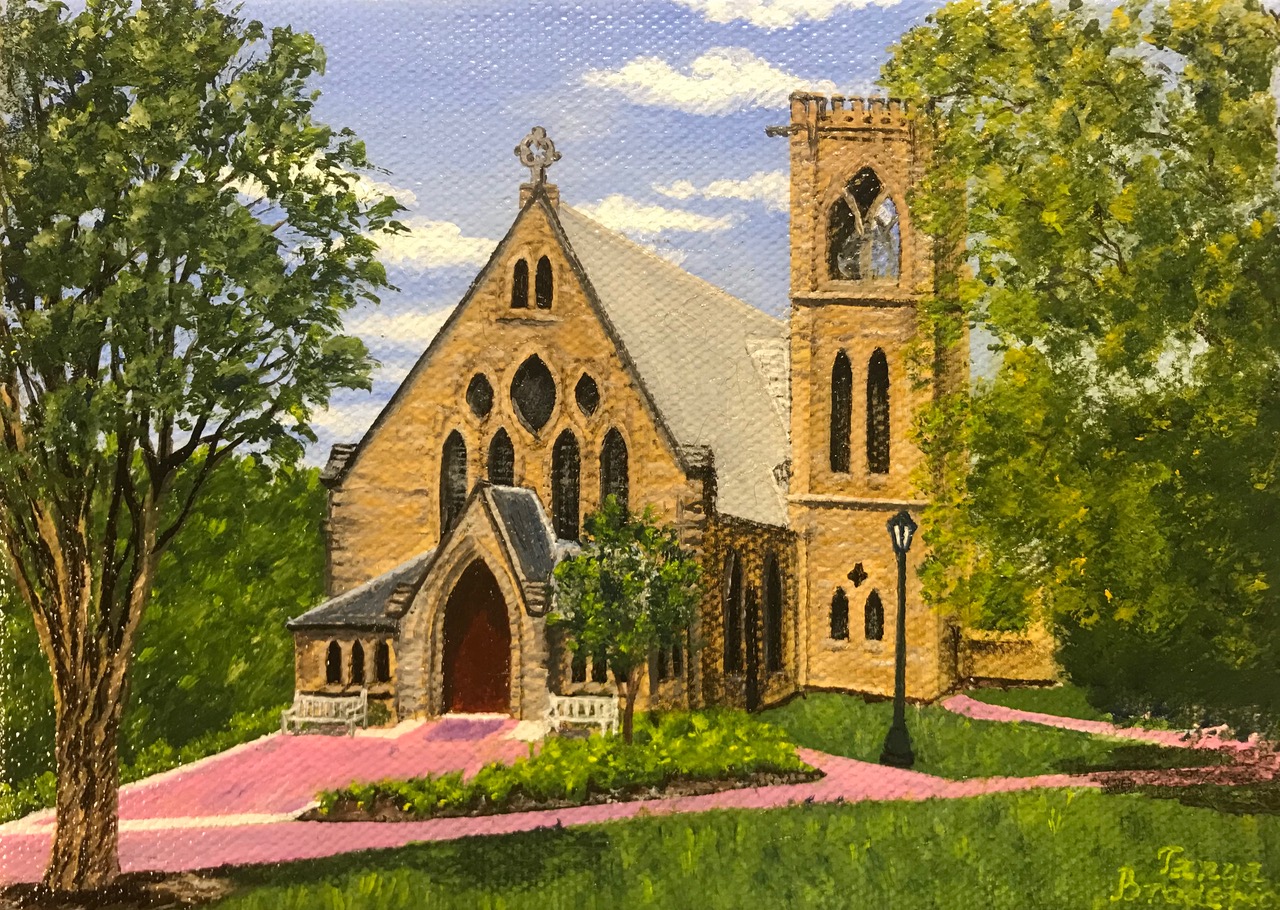 UVA Chapel,5&quotx7", oil on canvas – Available