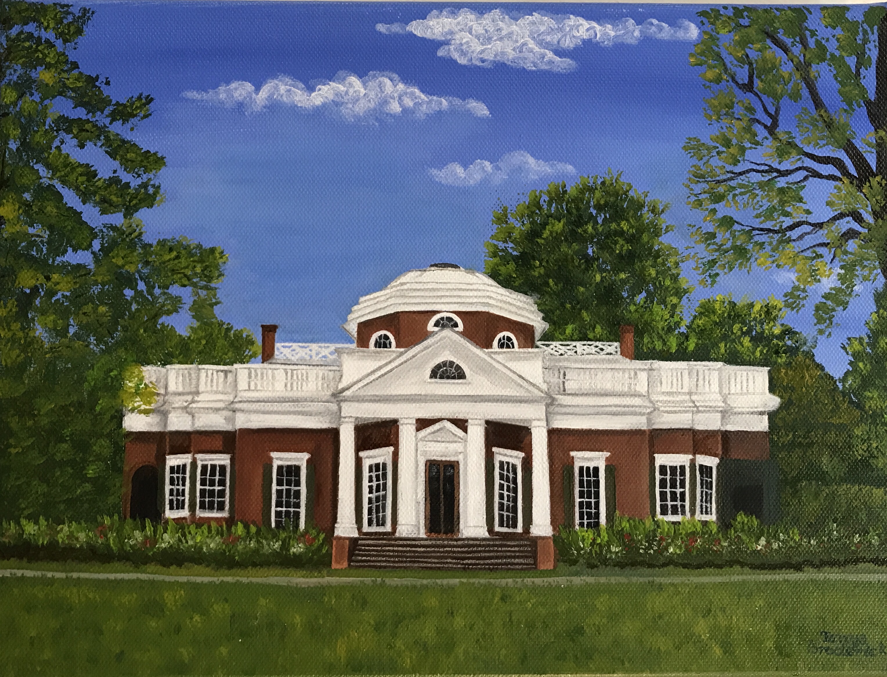 Thomas Jefferson's Monticello, 9&quotx12", oil on canvas – Available