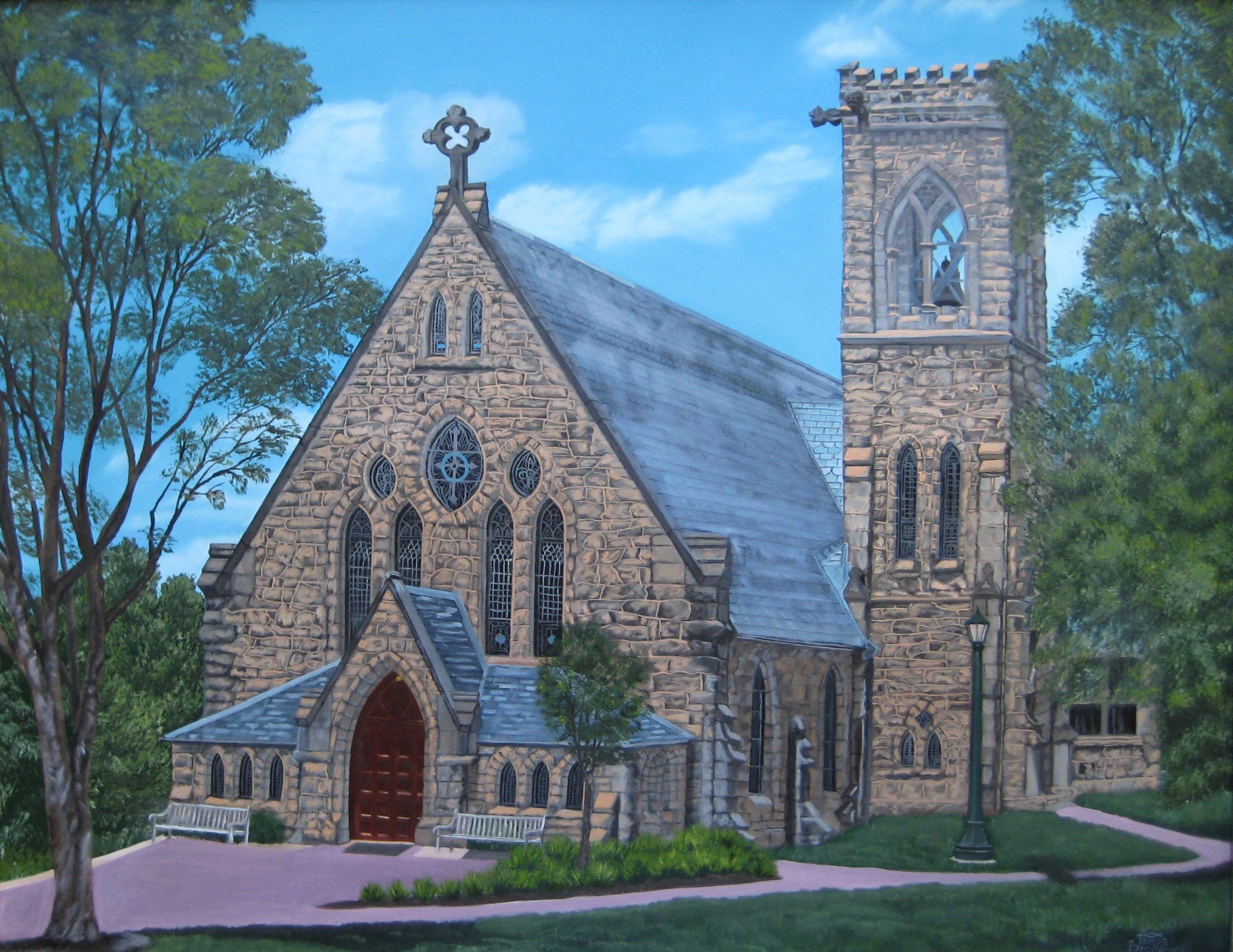 Chapel at UVA, 29&quotx36", oil on canvas – Available