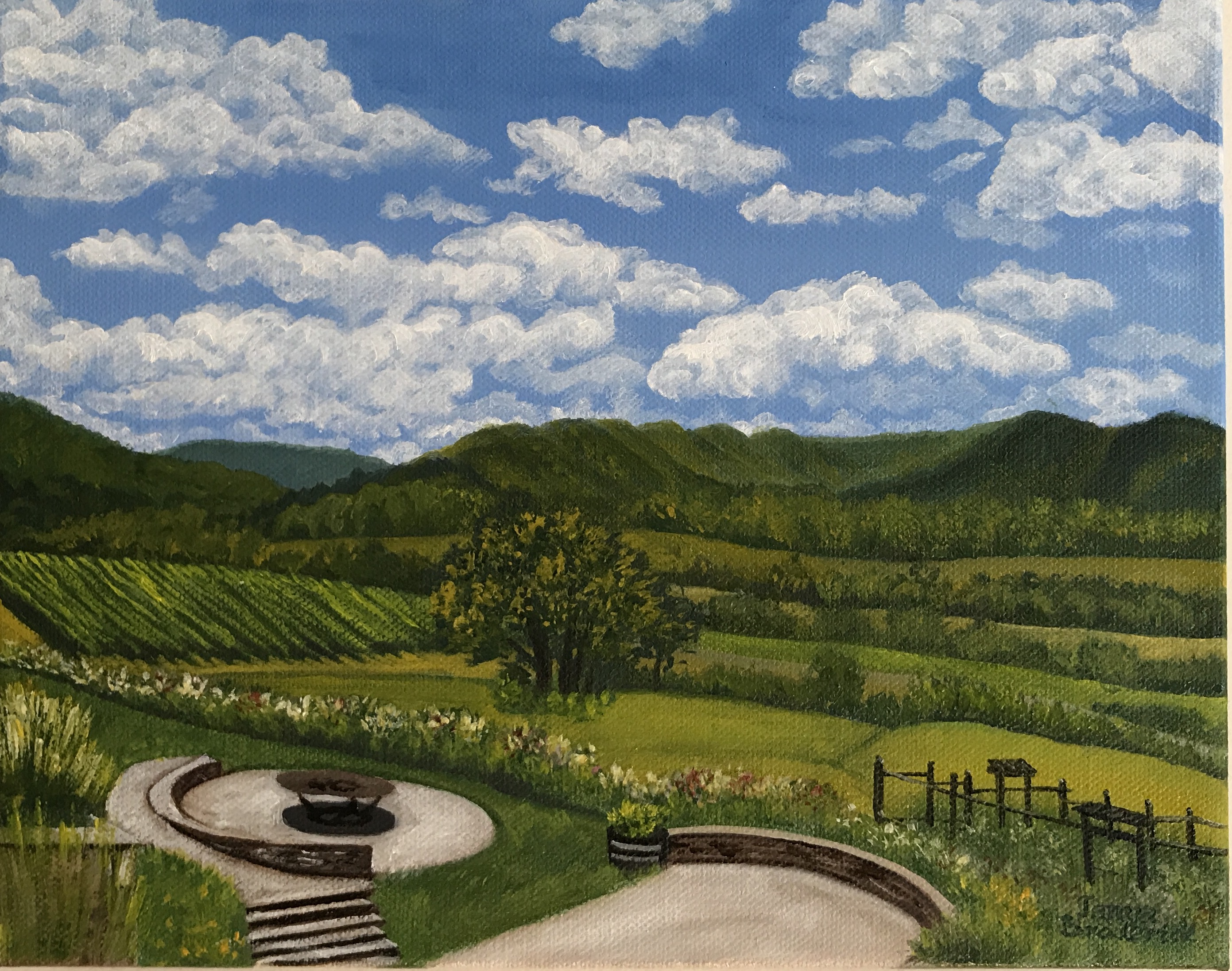 Pippin Hill Vineyard, 8&quotx10", oil on canvas – Available