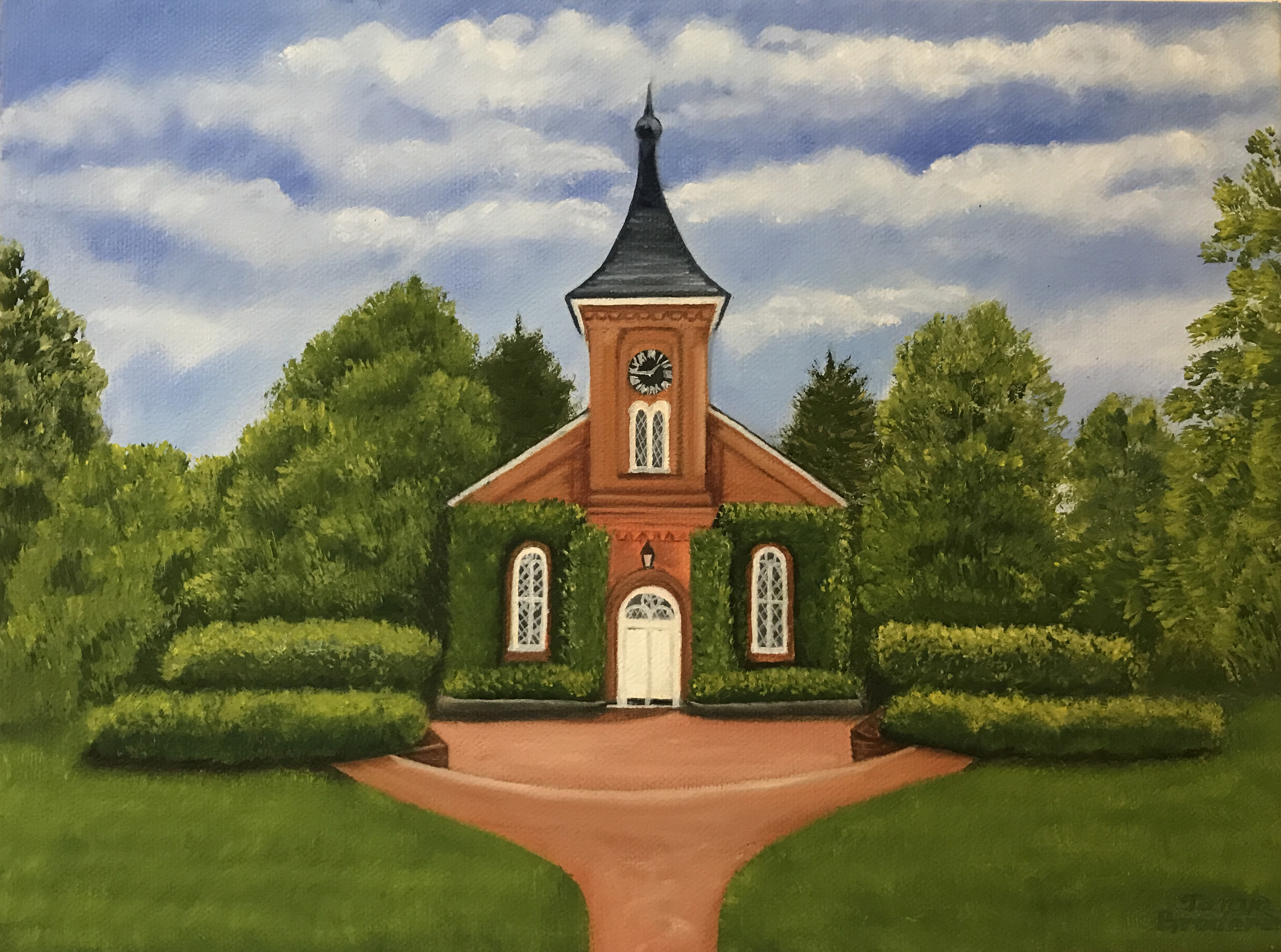 Lexington's Lee Chapel, 9&quotx12", oil on canvas – Sold