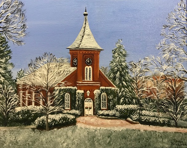 Christmas at Lee Chapel, 8&quotx10", oil on canvas – Available