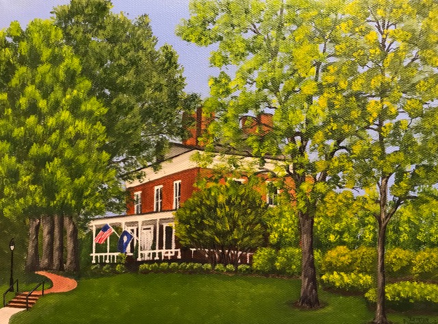 Lee House in Summer, 9&quotx12", oil on canvas – Available