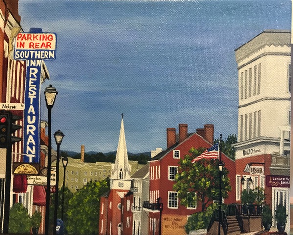 Iconic Lexington Downtown, 8&quotx10", oil on canvas – Available