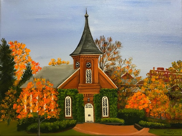 Autumn at Lee Chapel, 9&quotx12", oil on canvas – Available