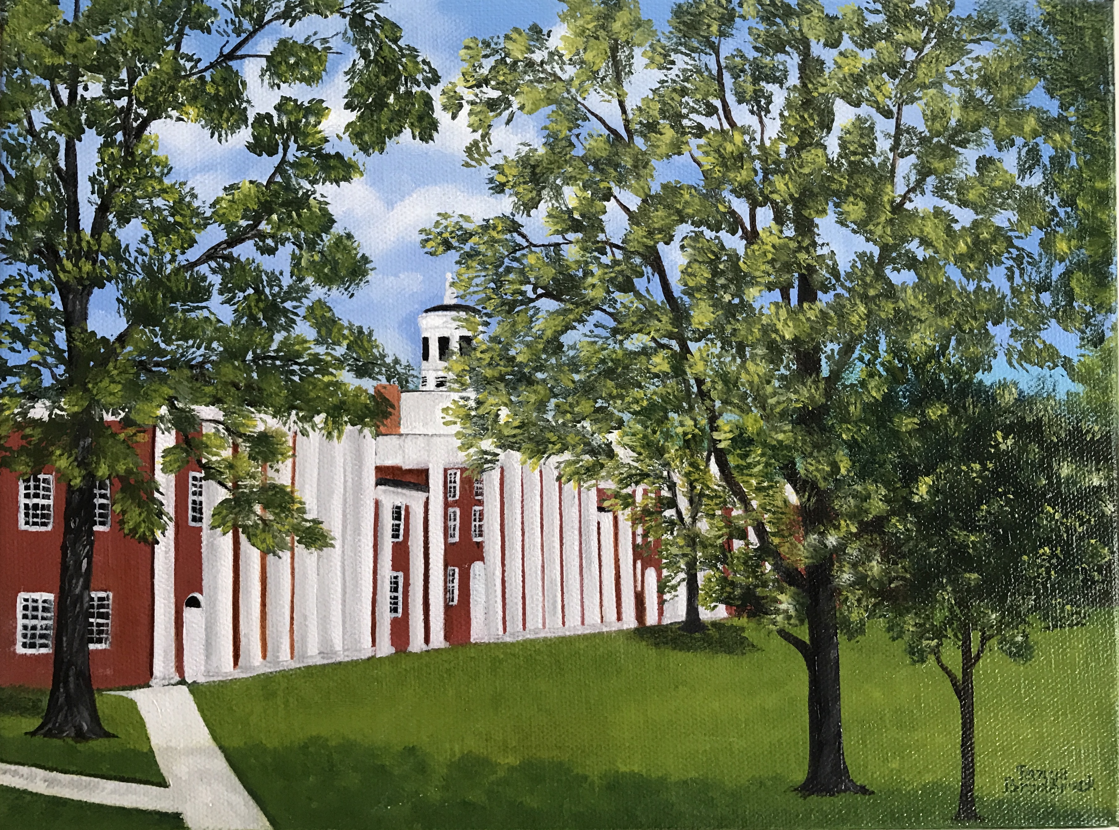 The Colonnade of W&L, 9&quotx12", oil on canvas – Available