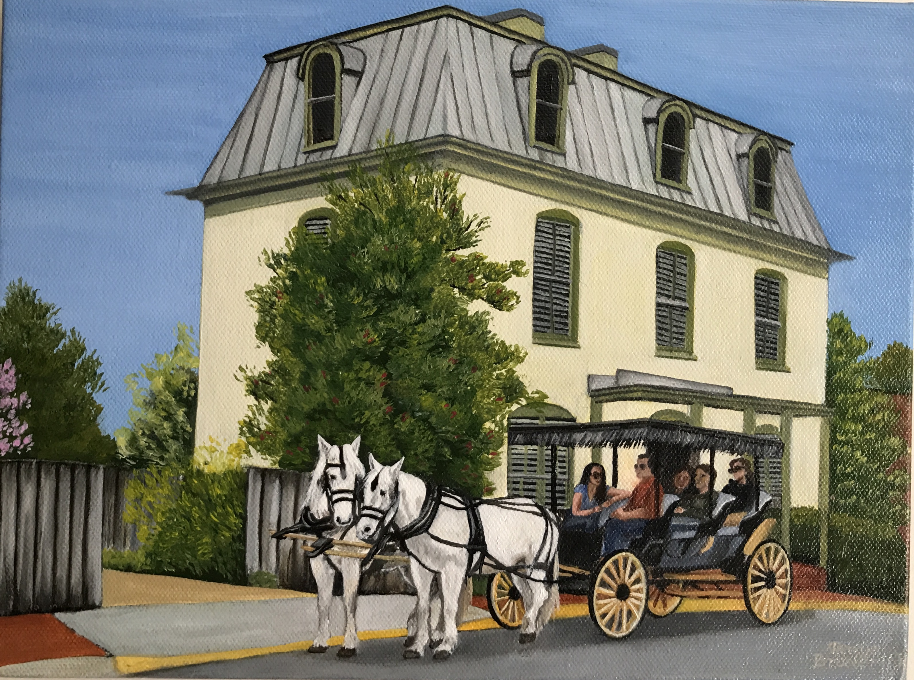 Horse-Drawn Tour of Lexington, 9&quotx12", oil on canvas – Available