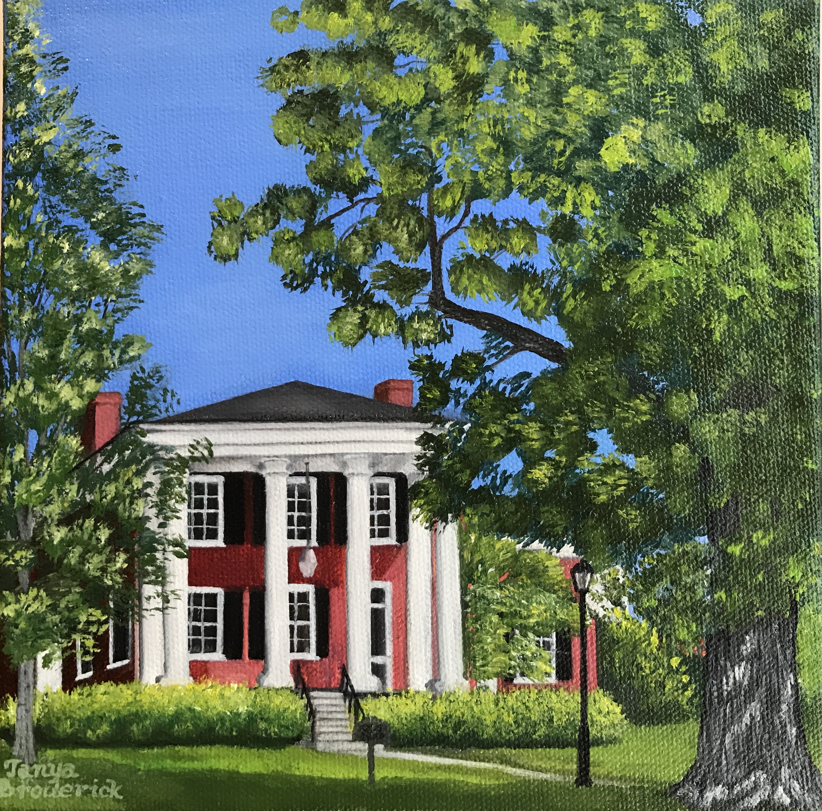 Morris House at W&L University, 8&quotx8", oil on canvas – Available