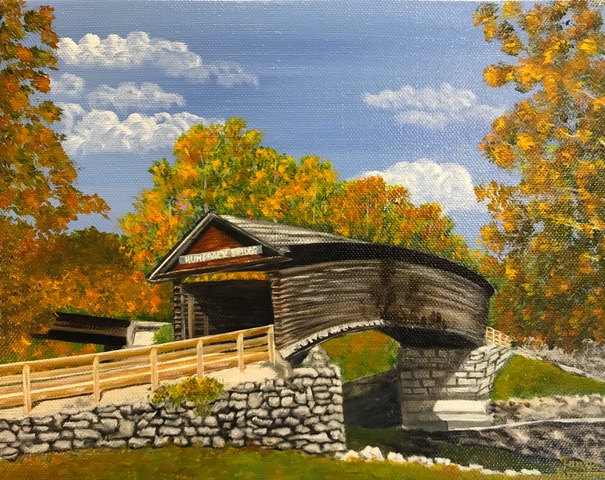 Autumn at Humpback Bridge, 8&quotx10", oil on canvas – Available