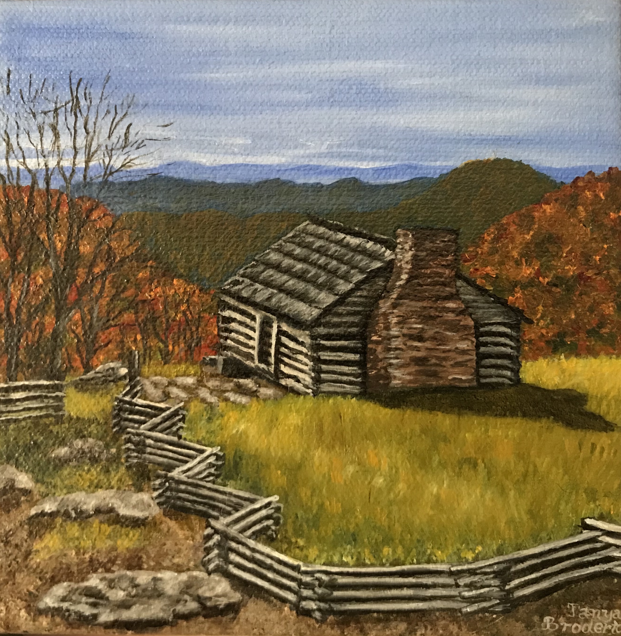 Blue Ridge Parkway Autumn, 6&quotx6", oil on canvas – Available