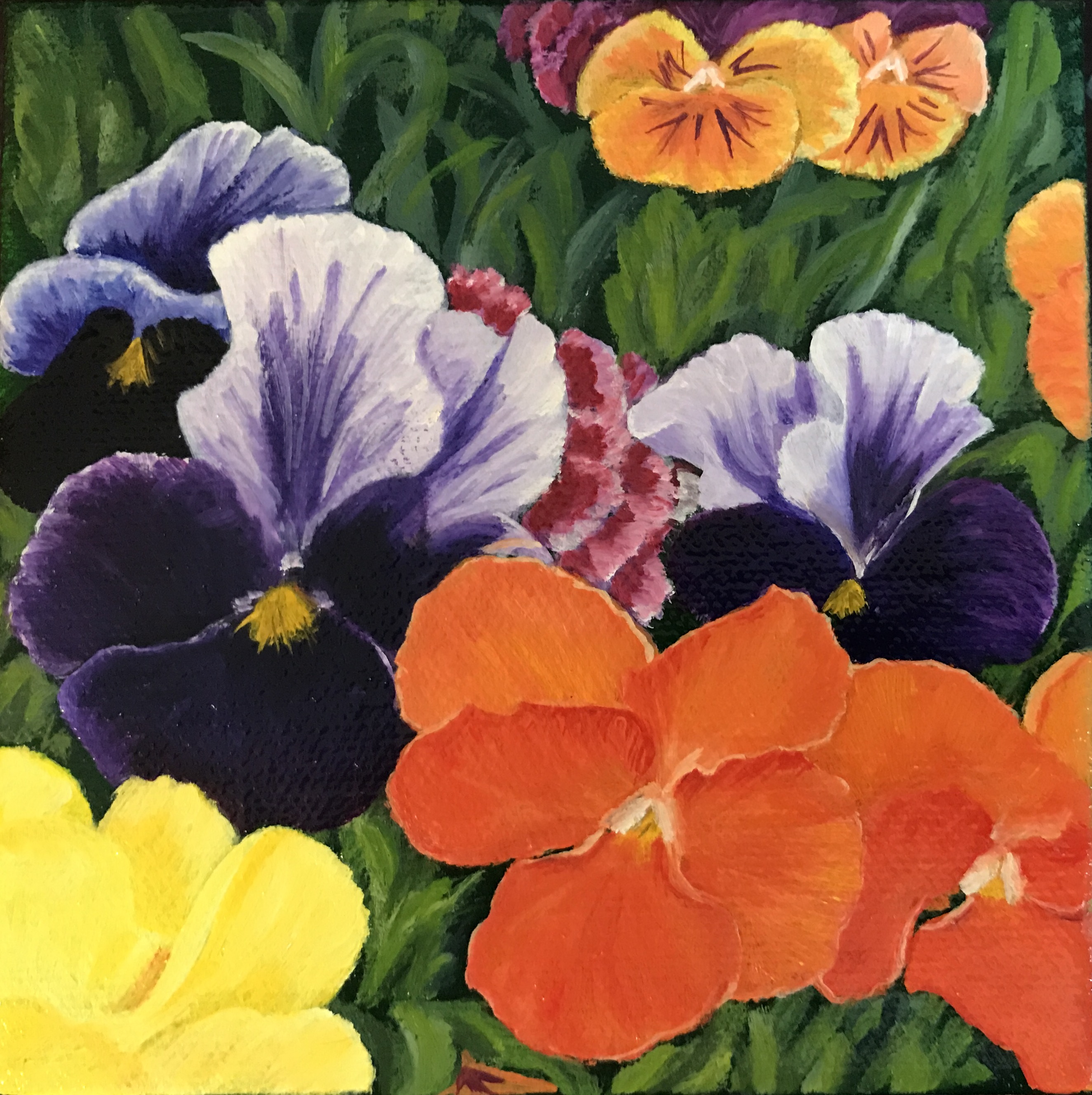 Violas, 5&quotx5", oil on canvas – Available
