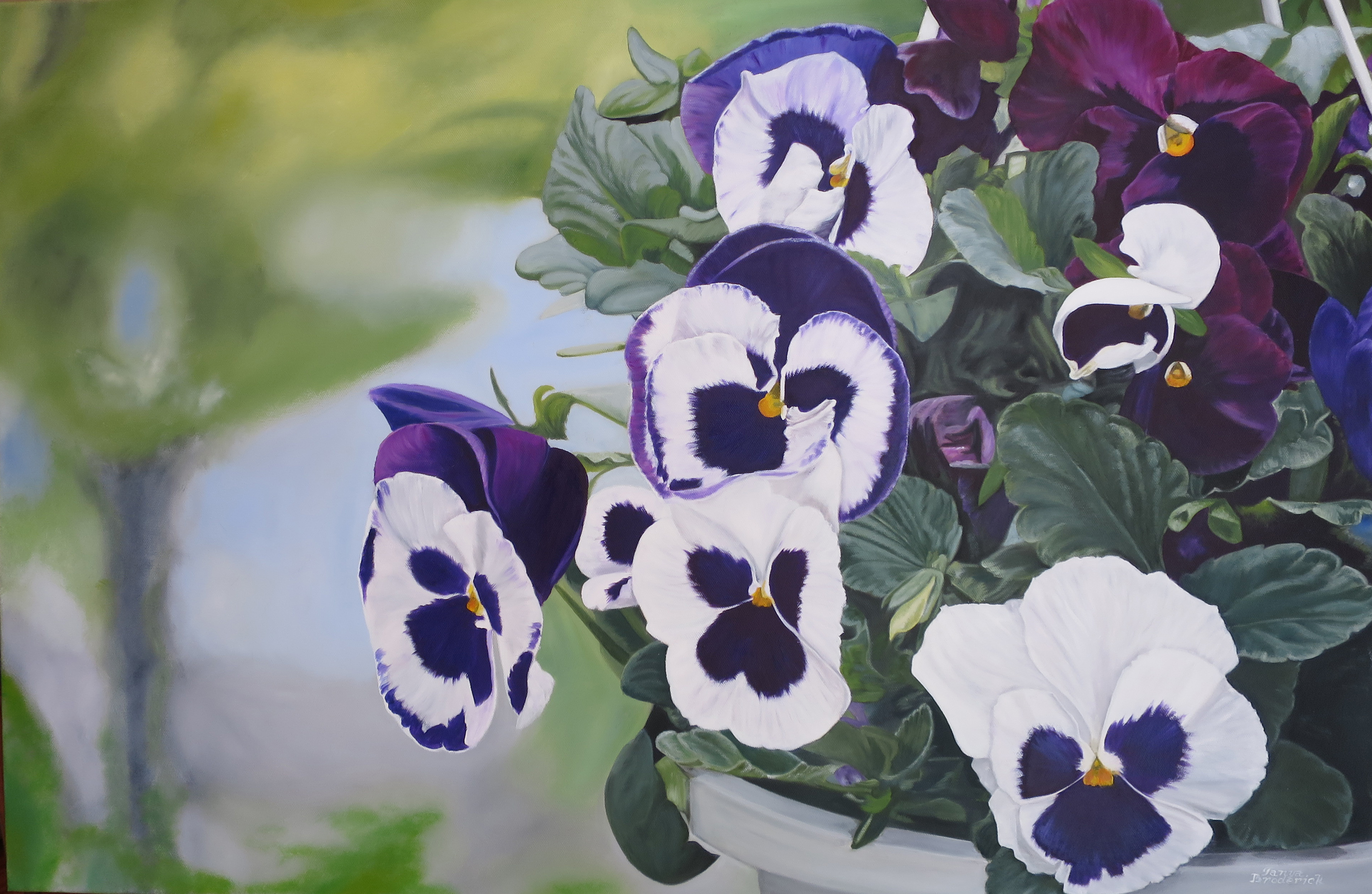 Pansies Calling, 24&quotx36", oil on canvas – Available