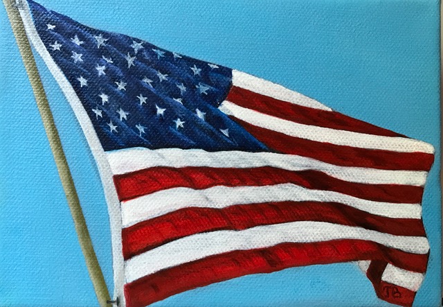 Stars and Stripes,5&quotx7", oil on canvas – Sold