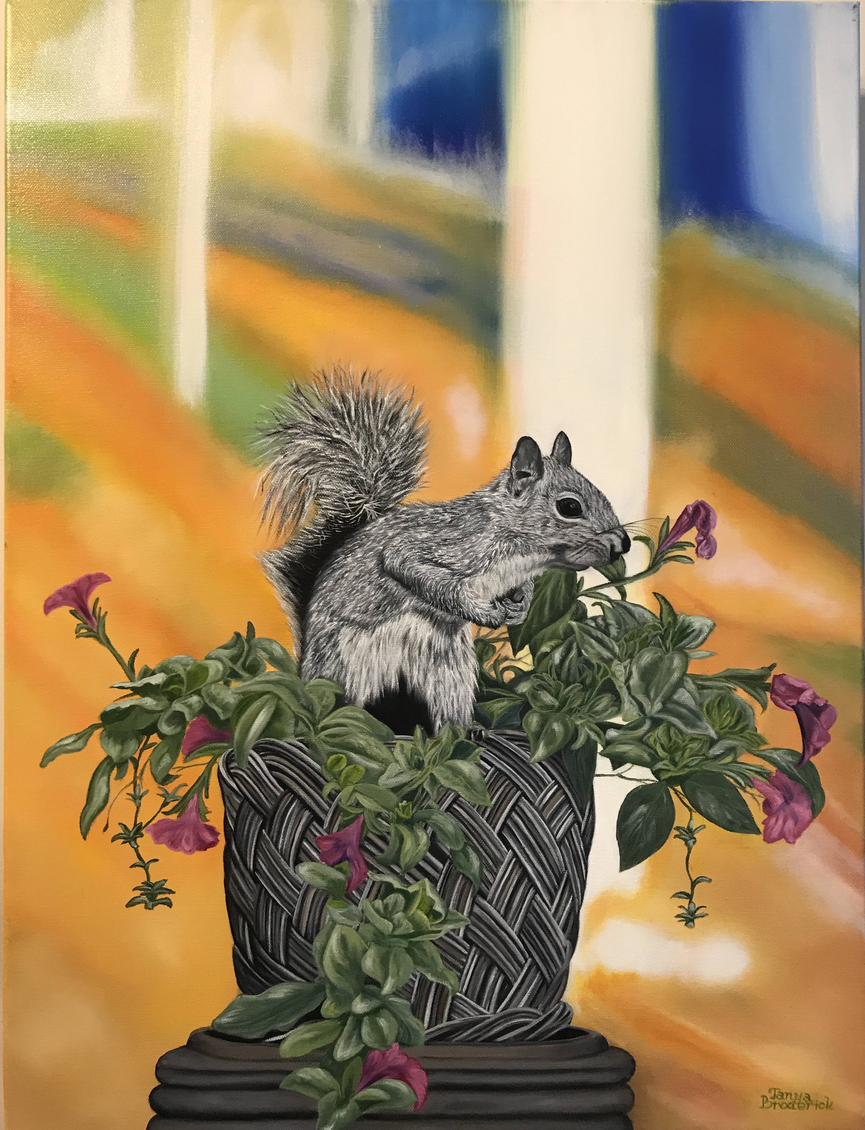Pesky Squirrel, 18&quotx24", oil on canvas – Available
